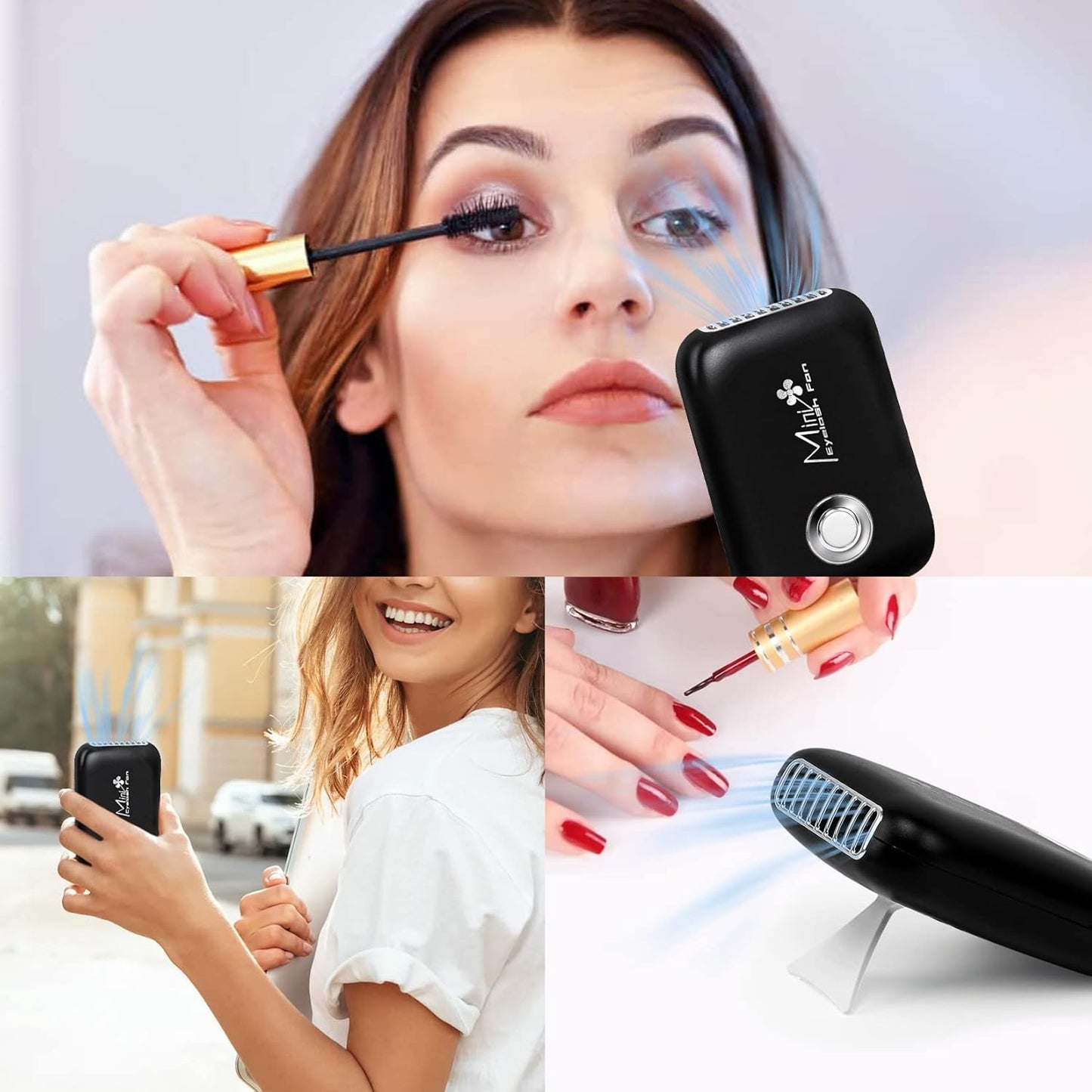 Eyelash Fan Mini Lash Fan for Eyelash Extension Portable Lash Fan Dryer Handheld Rechargable USB Eyelash Fan with 3 Adjustable Speed Cooling Air Fan Eyelash Extension Application (Black)